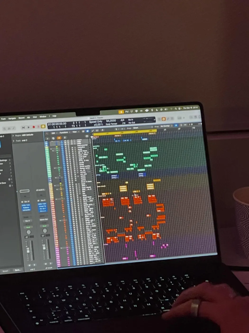 An arrangement open on a laptop