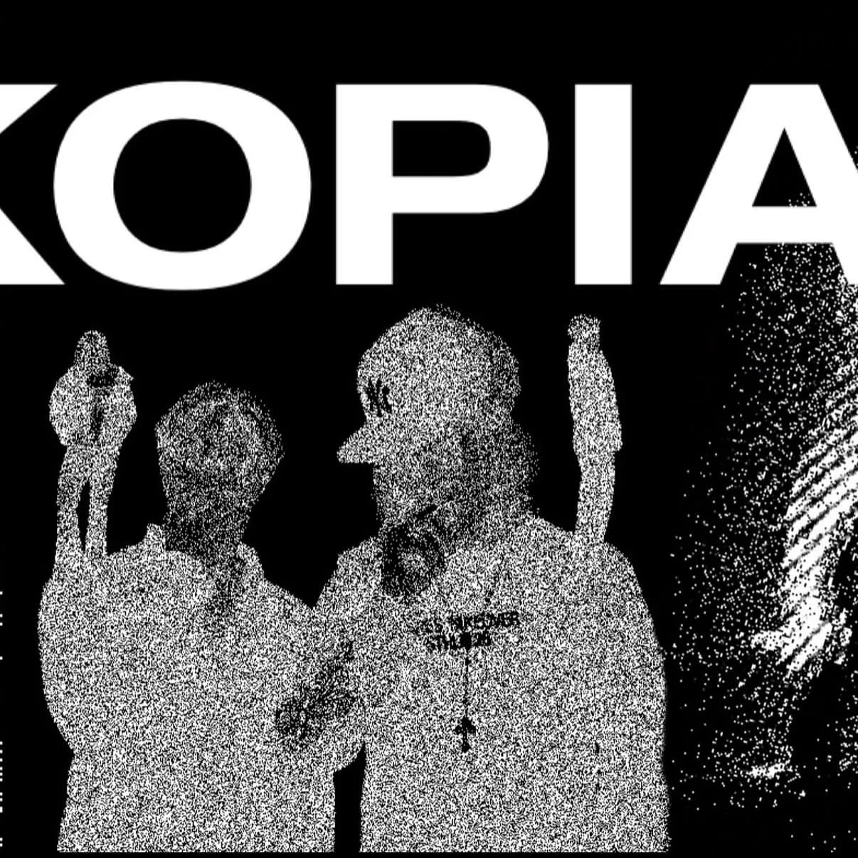 Kopia Records’ artwork: two figures drawn in dots